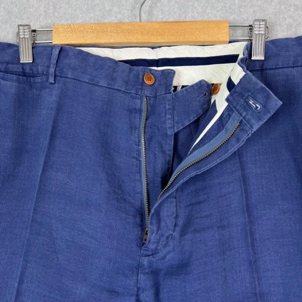 Vintage Polo Ralph Lauren Pants Mens 40x32 (Actual 40x27.5) Linen Silk Pleated